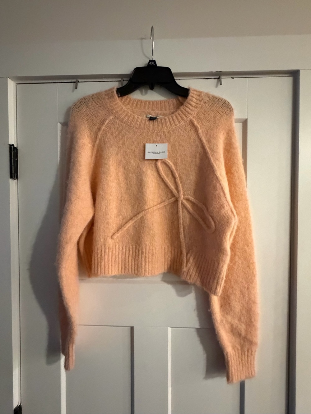 Cozy Peach Knit Bow Sweater